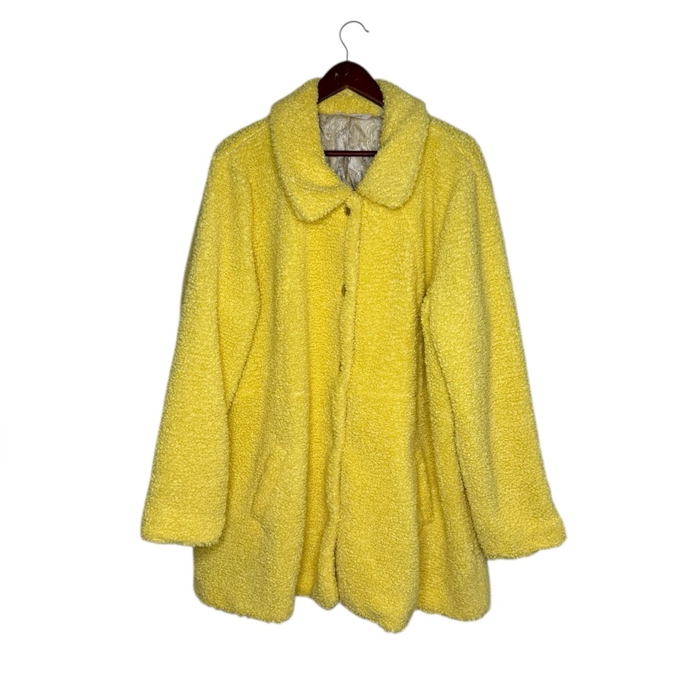 Soft Surroundings Butter Yellow Teddy Peacoat Boxy Soft Oversized